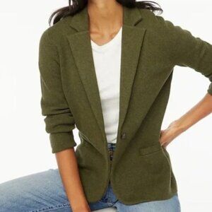 J Crew Schoolboy Sweater Blazer Women’s Size M Olive Green Cotton Classic Preppy